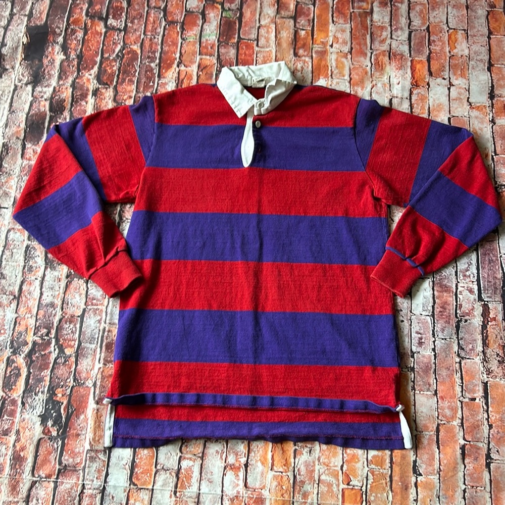 GAP Men's Rugby Polo Red and Purple Striped